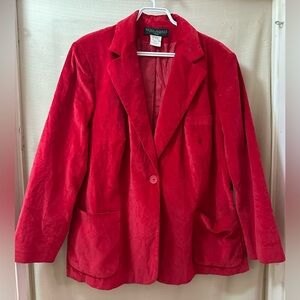 Hervé Benard Red Velour Blazer Jacket 20W